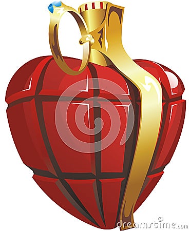 Heart looks like grenade. Itâ€™s a symbol of love. Vector Illustration